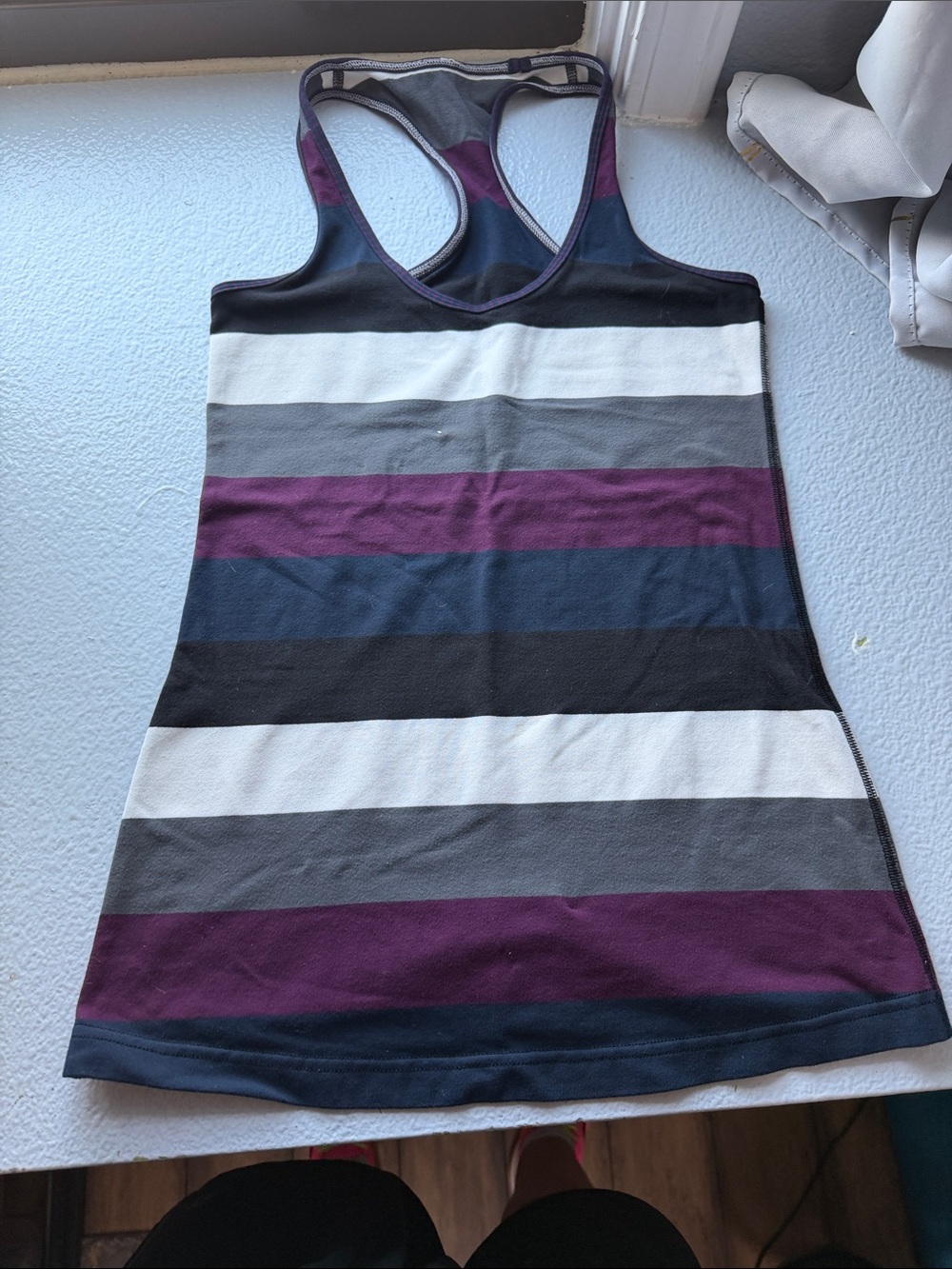 LuluLemon Striped Racerback Tank Top in Black, White, Gray, Navy & Purple